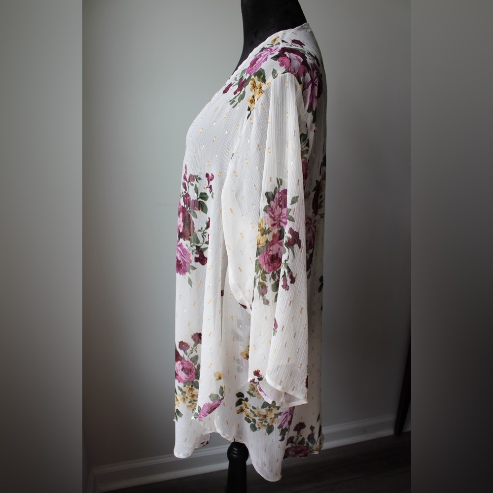 Torrid Floral Kimono with Purple and Pink Accents - Picture 3 of 9